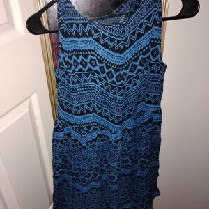 Blue Patterned Mini Dress